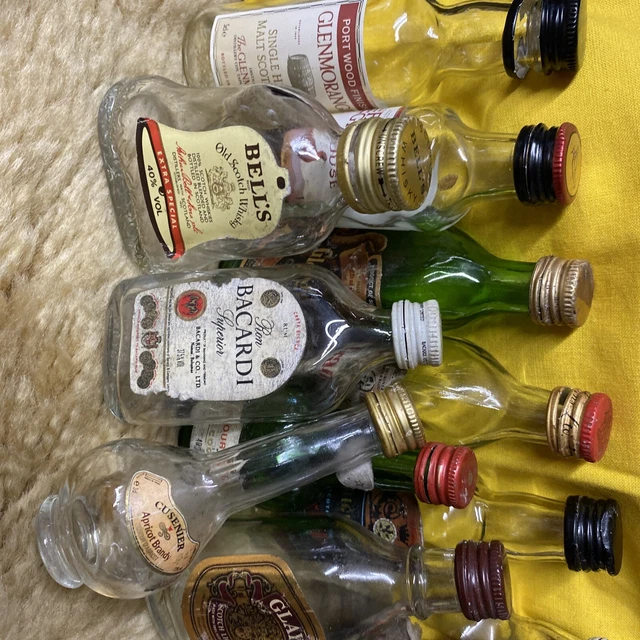 Collection Of Empty Vintage Miniature Whiskies  Etc Man Cave