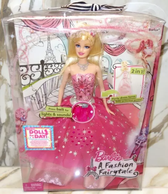 (NEW) 2009 Barbie A Fashion Fairytale Transforming Fashion Doll Mattell T2562