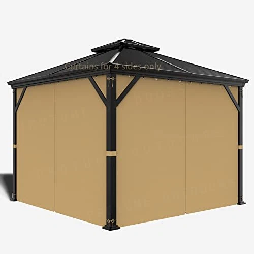 PROTUNE OUTDOORS 10-ft x 13-ft Gazebo Curtains,Privacy Sidewall Set 4-Panel U...