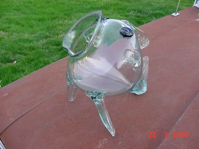 Rare Vintage Large Art Glass Blowfish Candy Jar? Fish Bowl? Murano?