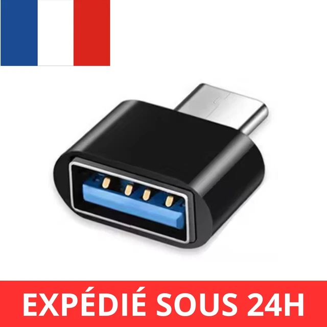 Mini Adaptateur USB Type C Male Vers USB 3.0 Femelle OTG Universel Noir