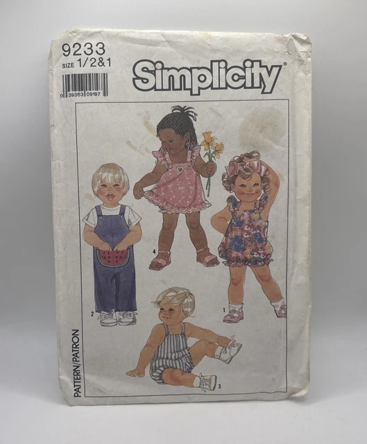 SIMPLICITY #9233 SEWING Pattern Toddlers' Outfits Size 1/2 & 1- UNCUT £ ...