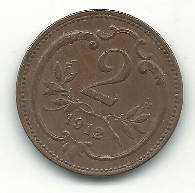 A Very Nice High Grade Au + 1912 Austria 2 Heller Coin-Apr236