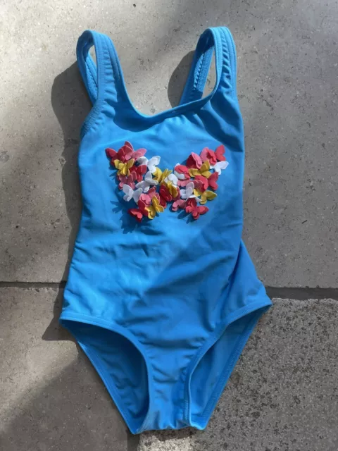 BNWT John Lewis Girls Blue Butterfly Swimming Costume Age 3 Years