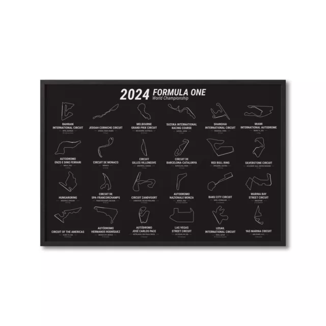 2024 FORMULA 1 F1 Grand Prix Schedule Calendar Race Poster Art Print