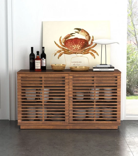 Linea Credenza Solid Fir Wood Walnut