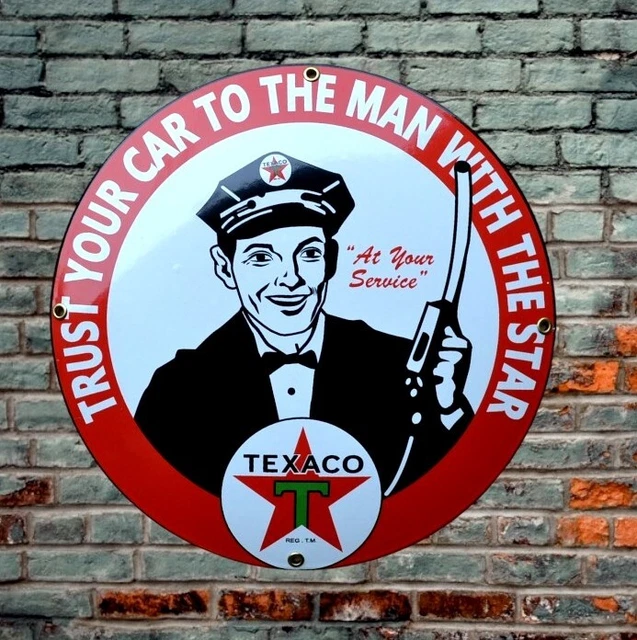 plaque émaillée TEXACO huile pour autos