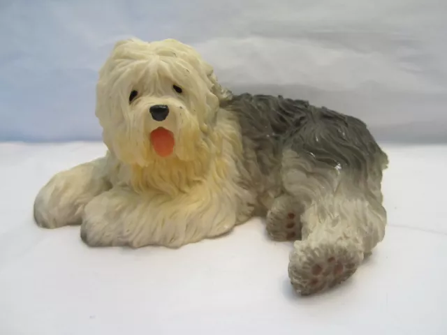 Old English Sheepdog dog figurine so life like made of resin 4"