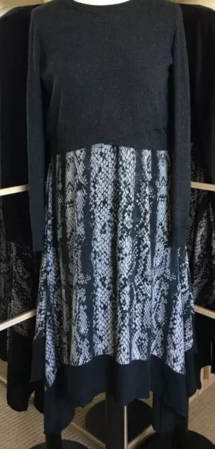 MINT VELVET DARK Grey Lucy Snake Print Dress & Jumper Size 8