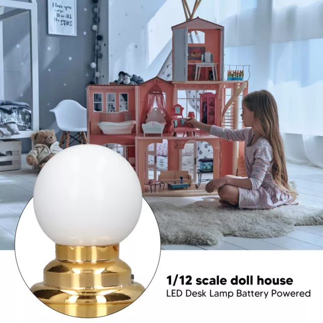 Aeun Miniature Ceiling Lamp 1/12 Scale White Gold Dollhouse Lamp Props Metal