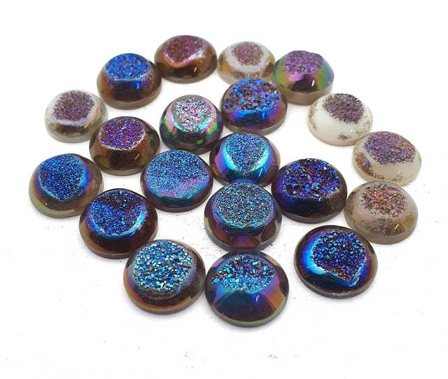 Naturel Brute Quartz Rond Cabochon Bleu Couleur 20 Pièces 14/15 MM 175 CT