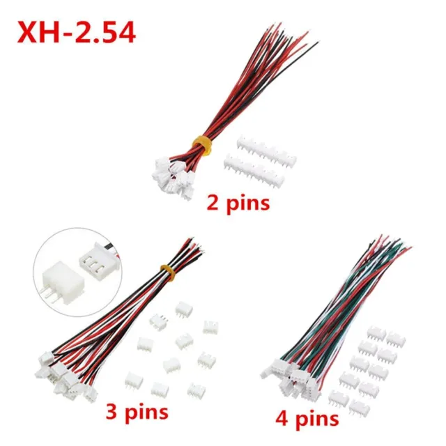 10-Sets Jst XH2.54mm Câble Cable-Connector 2/3/4 Broche Mâle Femelle Prise FS