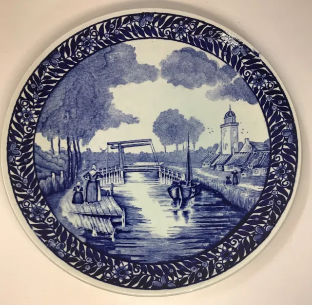 Ancienne Assiette DELFT Pays-Bas 🇳🇱 Décor Canal D 29 Cm