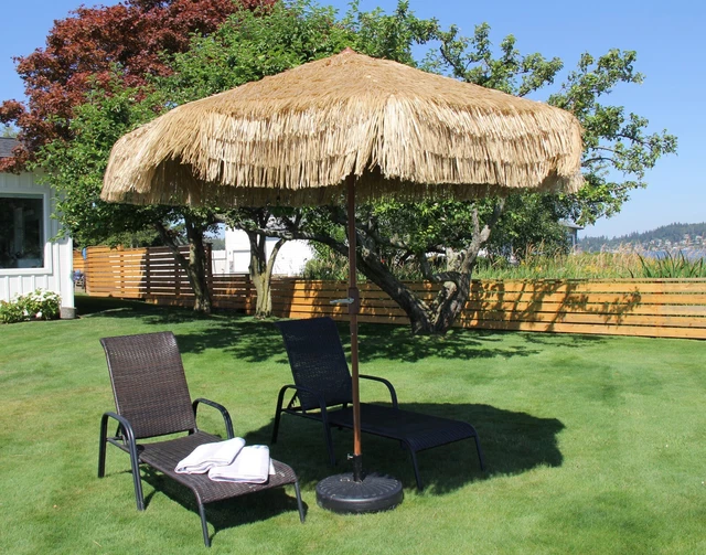 PALAPA TIKI WHISKEY 9 ft Patio Umbrella with Crank Lift and Easy Tilt
