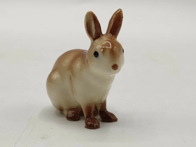 Vintage HAGEN RENAKER Miniature Bunny Rabbit Brown Ceramic Figure 1.5"