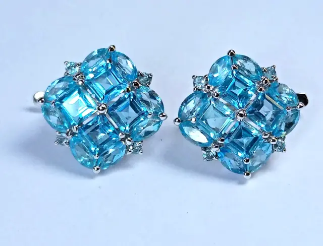 Bijoux de goujon d'oreille en argent sterling 925 avec topaze bleue naturelle