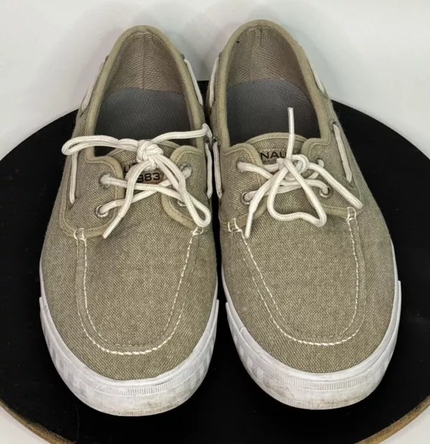 Nautica Spinnaker Boat Deck Men's Shoe Size 10.5 Tan Casual Lace up Slip on