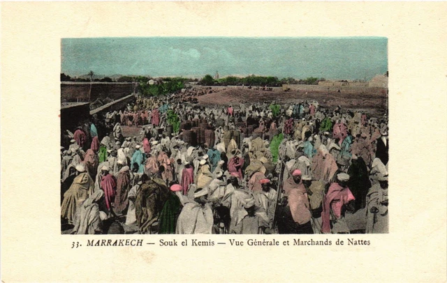 CPA AK MARRAKECH Souk El Khemis General View Natte Merchants MOROCCO (796526)