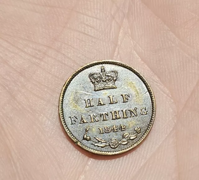 1844 Victoria HALF FARTHING, Young Head Copper Coin