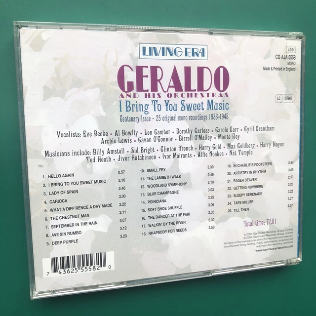 Geraldo Orchestra I BRING TO YOU SWEET MUSIC Jazz Big Band CD CENTENARY EDITION 2