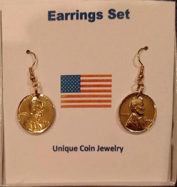 24K Gold-plated Wheat Pennies EARRINGS 1 (one) cent penny coin set GREAT GIFT