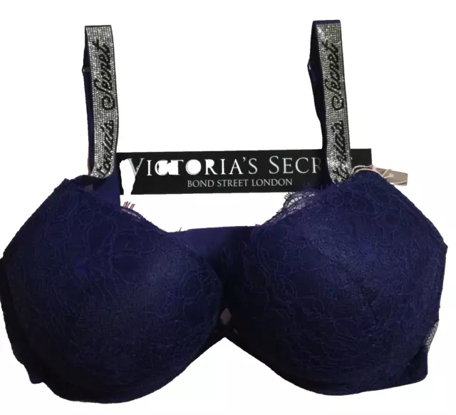 Victorias Secret Very Sexy Bombshell Add-2-Cups Lace Shine Strap Push-Up 34D Bra