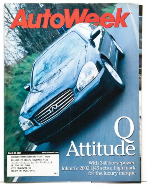 Autoweek Magazine Mar 26, 2001- 2002 Infiniti Q45