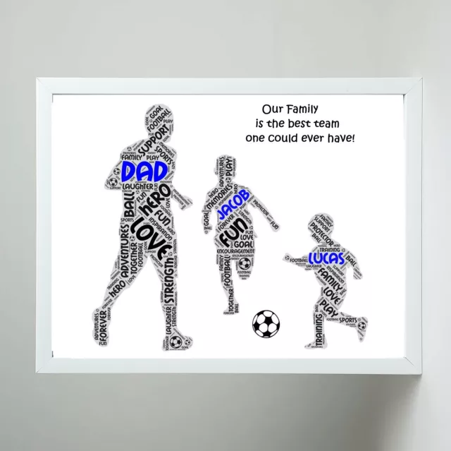 Personalised Father's Day Print WordArt Football Print Gift for Dad Daddy Father