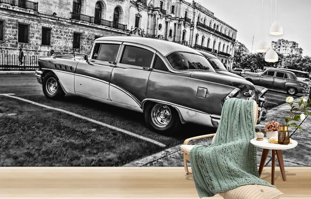 3D RETRO CAR House G198 Transport Wallpaper Mural Self-adhesive ...