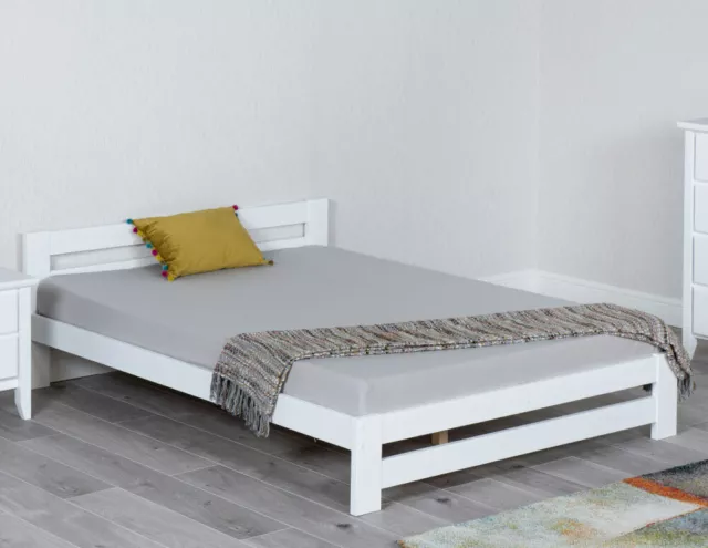 Low Foot End Bed, Xiamen Wooden White or Grey Bed with 3 Size 4 Mattress Options