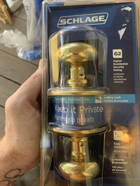 VTG 1996 Bed & Bath Schlage Lock Privacy 2-1/8" Bright Brass. New Sealed