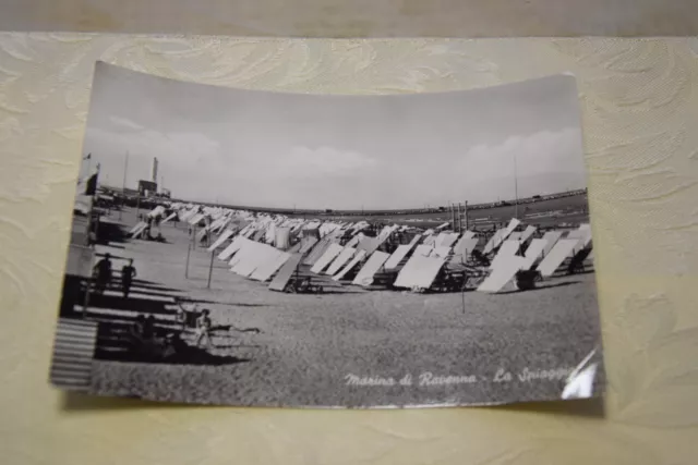 Cartolina Marina di Ravenna La spiaggia 1954 (GI528) ^