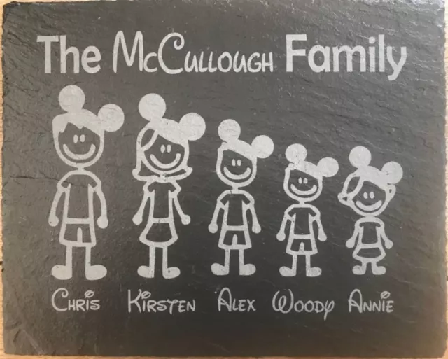 Personalised Slate Door / House Sign  Disney mickey Stick family/ Number