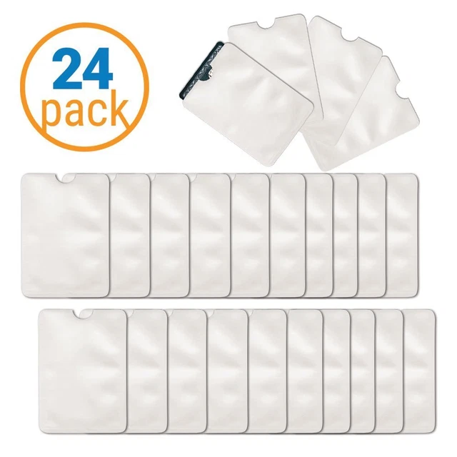 24 Pack RFID Blocking Safety Credit Card Sleeves - Identity Theft Protection