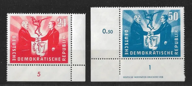 DDR "Deutsch-Polnische Freundschaft 1951 Mi.Nr 284-285 Eckrand" Postfrisch