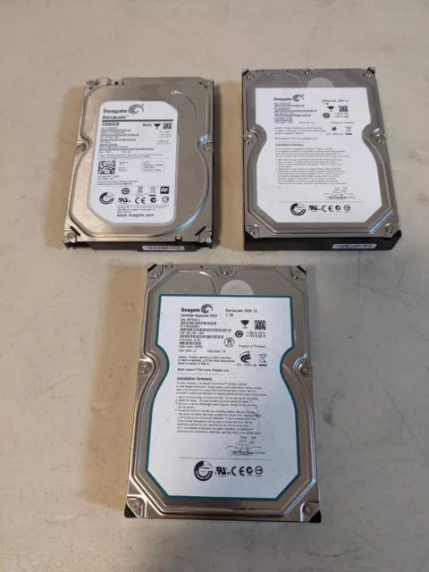 3x SEAGATE Barracuda 3.5" SATA HDD Lot (All 1 TB, 7200 RPM) - TESTED 3x SEAGATE Barracuda 3.5" SATA HDD Lot (All 1 TB, 7200 RPM) - TESTED