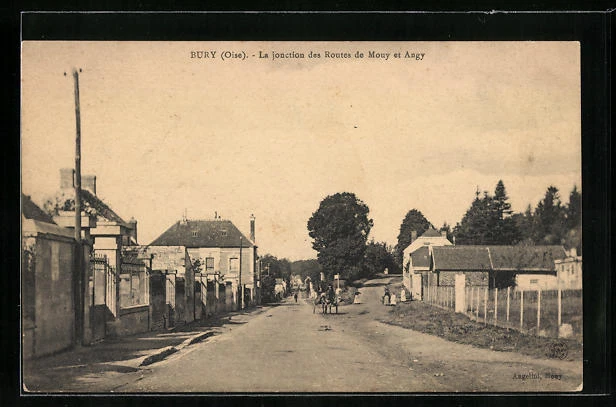 CPA Bury, La jonction des Routes de Mouy et Angy