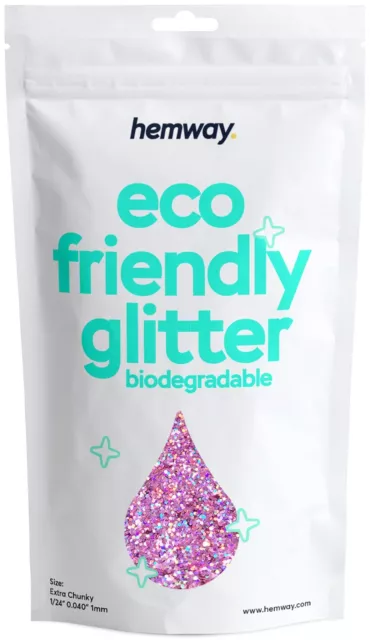 Hemway Eco Friendly Glitter Biodegradable Cosmetic Safe & Craft - 1/24" - 100g