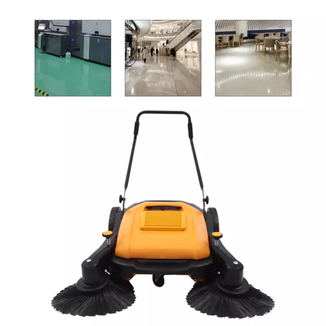 41" Hand Push Sweeper Walk-Behind Pavement Street Sweeping Tool Cleaner Floor