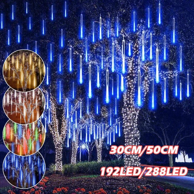 LED Meteor Shower Rain Lights Falling Icicle Snowfall Lights Garden Xmas Tree AU