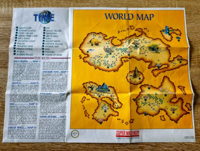 Illusion Of Time - Super Nintendo Snes  -  *Map Only *