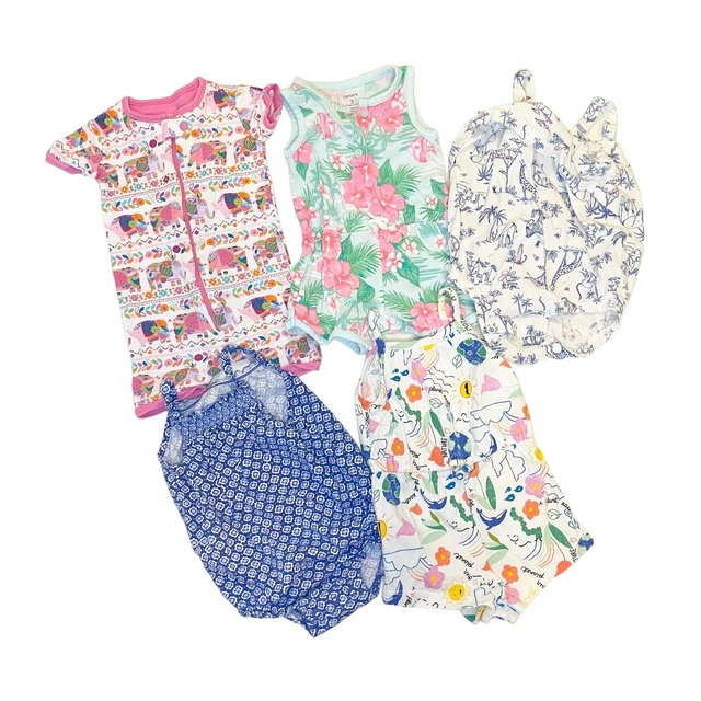 Carters Baby Girl Clothes Lot 3-6M Rompers Outfits Elephant Animal Floral Earth
