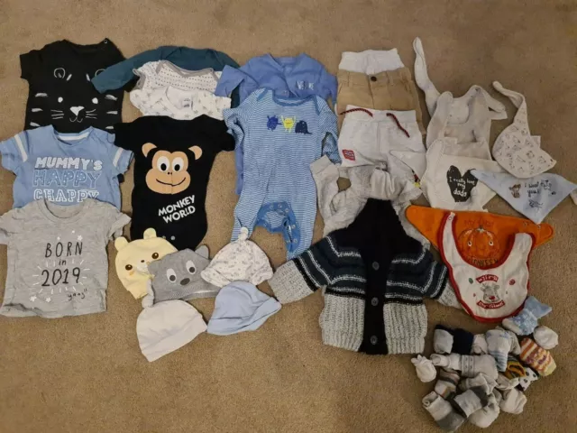 Baby boy age 0-3 Months Bundle Of Clothes tops vests trousers jumpers accesories