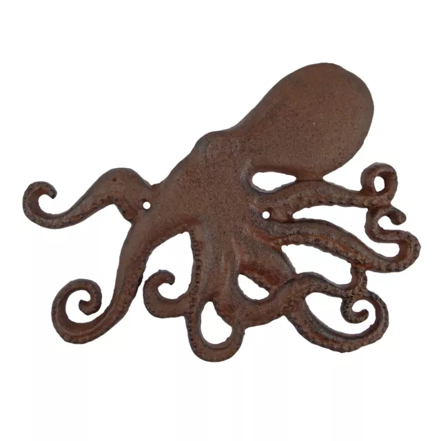 Cast Iron Octopus Nautical Beach Wall Decor Plaque Heavy Duty Antique Brown