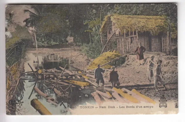 Cpa Asie Vietnam - Les Bords D'un Arroyo Exploitation Bois Nam Dinh  1912 ~C95