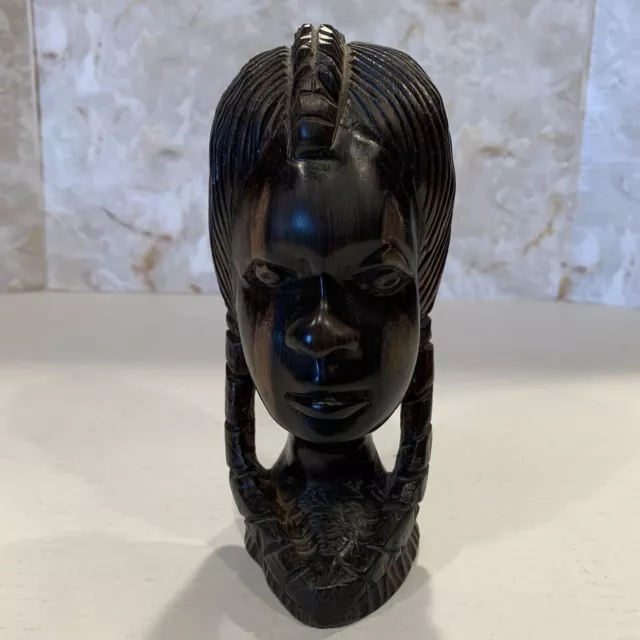 Hand Carved Wood Sculpture African Tribal Woman Bust Farlany Africans