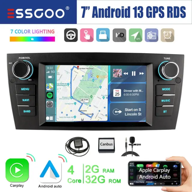 Autoradio 32G Android 13 Carplay GPS Navi RDS BT USB Für BMW 3er E90 E91 E92 E93