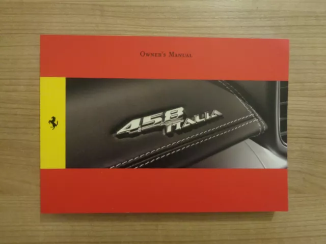 Ferrari 458 Italia Owners Handbook Manual