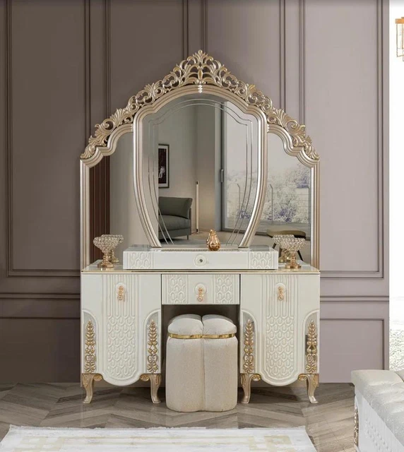 Console D'entrée Style Chinoise Palazzo INT - Blanche, 95 Cm, Avec Tiroirs Et étagères, Neuve