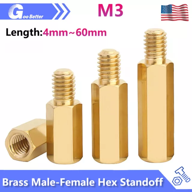 M3 Brass Male-Female Hex Standoff Screw Spacer Pillar Hex Support for PCB PC